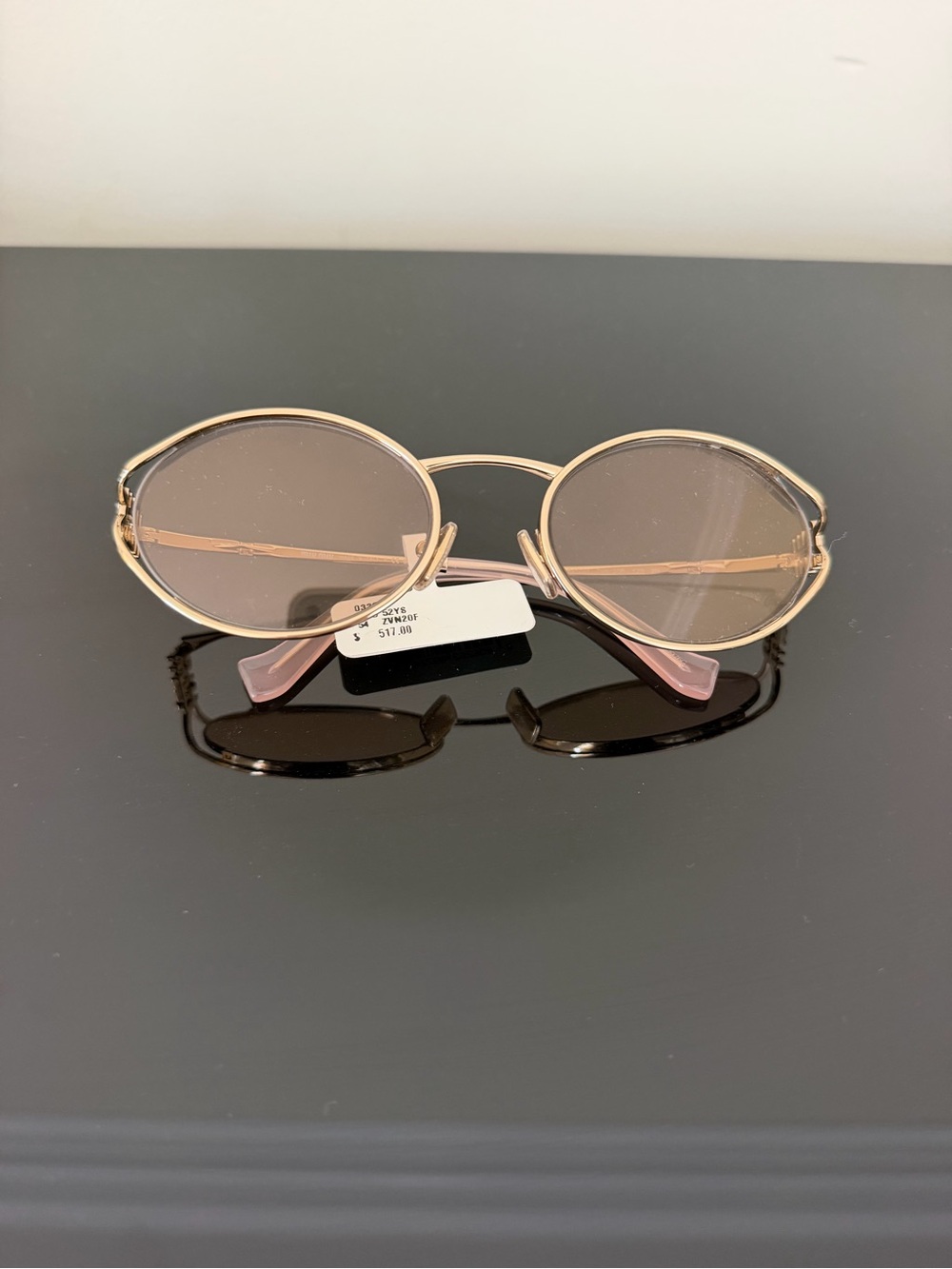 Miu Miu Round Metal Sunglasses with Gold Frame